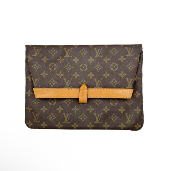 Pre Loved Louis Vuitton Pochette Monogram Canvas Clutch Unisex Brown Clutch Bags - Picture 1 of 9